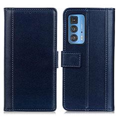 Custodia Portafoglio In Pelle Cover con Supporto N02P per Motorola Moto Edge 20 Pro 5G Blu