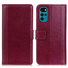 Custodia Portafoglio In Pelle Cover con Supporto N02P per Motorola Moto G22 Rosso