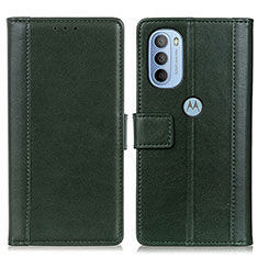 Custodia Portafoglio In Pelle Cover con Supporto N02P per Motorola Moto G31 Verde