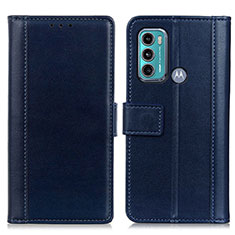 Custodia Portafoglio In Pelle Cover con Supporto N02P per Motorola Moto G40 Fusion Blu