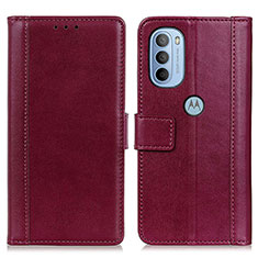 Custodia Portafoglio In Pelle Cover con Supporto N02P per Motorola Moto G41 Rosso