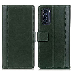 Custodia Portafoglio In Pelle Cover con Supporto N02P per Motorola Moto G52j 5G Verde