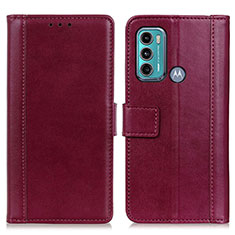Custodia Portafoglio In Pelle Cover con Supporto N02P per Motorola Moto G60 Rosso