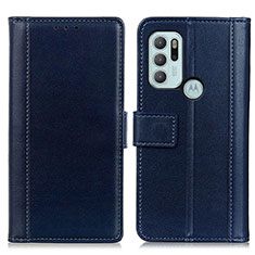 Custodia Portafoglio In Pelle Cover con Supporto N02P per Motorola Moto G60s Blu