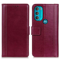 Custodia Portafoglio In Pelle Cover con Supporto N02P per Motorola Moto G71 5G Rosso