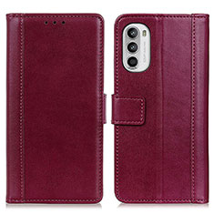 Custodia Portafoglio In Pelle Cover con Supporto N02P per Motorola Moto G71s 5G Rosso