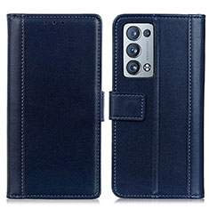 Custodia Portafoglio In Pelle Cover con Supporto N02P per Oppo Reno6 Pro 5G Blu