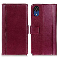 Custodia Portafoglio In Pelle Cover con Supporto N02P per Samsung Galaxy A03 Core Rosso