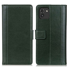 Custodia Portafoglio In Pelle Cover con Supporto N02P per Samsung Galaxy A03 Verde