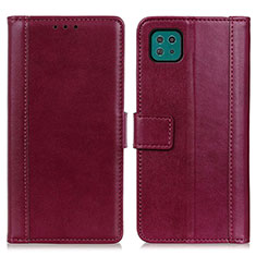 Custodia Portafoglio In Pelle Cover con Supporto N02P per Samsung Galaxy F42 5G Rosso