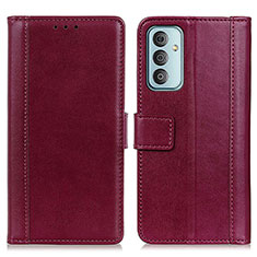 Custodia Portafoglio In Pelle Cover con Supporto N02P per Samsung Galaxy M13 4G Rosso