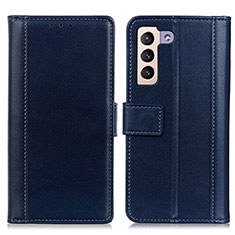 Custodia Portafoglio In Pelle Cover con Supporto N02P per Samsung Galaxy S21 5G Blu