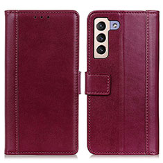 Custodia Portafoglio In Pelle Cover con Supporto N02P per Samsung Galaxy S21 5G Rosso