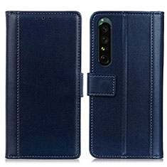 Custodia Portafoglio In Pelle Cover con Supporto N02P per Sony Xperia 1 III Blu
