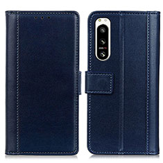 Custodia Portafoglio In Pelle Cover con Supporto N02P per Sony Xperia 5 IV Blu