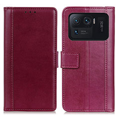 Custodia Portafoglio In Pelle Cover con Supporto N02P per Xiaomi Mi 11 Ultra 5G Rosso