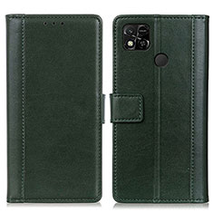 Custodia Portafoglio In Pelle Cover con Supporto N02P per Xiaomi Redmi 9C NFC Verde