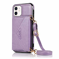 Custodia Portafoglio In Pelle Cover con Supporto N03 per Apple iPhone 12 Lavanda