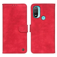 Custodia Portafoglio In Pelle Cover con Supporto N03P per Motorola Moto E20 Rosso