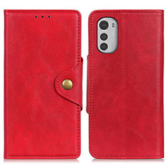 Custodia Portafoglio In Pelle Cover con Supporto N03P per Motorola Moto E32 Rosso