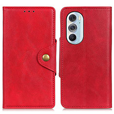 Custodia Portafoglio In Pelle Cover con Supporto N03P per Motorola Moto Edge X30 5G Rosso
