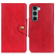 Custodia Portafoglio In Pelle Cover con Supporto N03P per Motorola Moto G200 5G Rosso