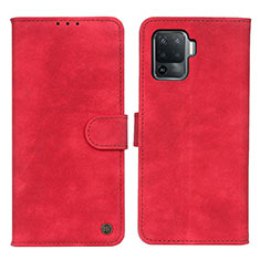 Custodia Portafoglio In Pelle Cover con Supporto N03P per Oppo A94 4G Rosso