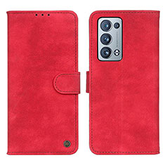 Custodia Portafoglio In Pelle Cover con Supporto N03P per Oppo Reno6 Pro 5G Rosso