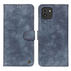 Custodia Portafoglio In Pelle Cover con Supporto N03P per Samsung Galaxy A03 Blu