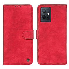 Custodia Portafoglio In Pelle Cover con Supporto N03P per Vivo iQOO Z6 5G Rosso
