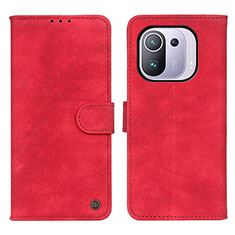 Custodia Portafoglio In Pelle Cover con Supporto N03P per Xiaomi Mi 11 Pro 5G Rosso