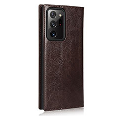 Custodia Portafoglio In Pelle Cover con Supporto N04 per Samsung Galaxy Note 20 Ultra 5G Marrone