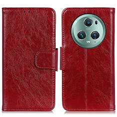 Custodia Portafoglio In Pelle Cover con Supporto N05P per Huawei Honor Magic5 Pro 5G Rosso
