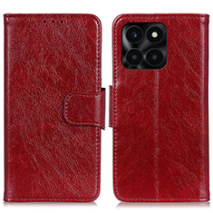Custodia Portafoglio In Pelle Cover con Supporto N05P per Huawei Honor X6a Rosso