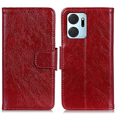 Custodia Portafoglio In Pelle Cover con Supporto N05P per Huawei Honor X7a Rosso