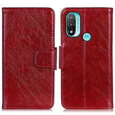Custodia Portafoglio In Pelle Cover con Supporto N05P per Motorola Moto E20 Rosso