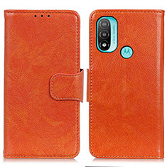 Custodia Portafoglio In Pelle Cover con Supporto N05P per Motorola Moto E30 Arancione