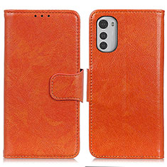 Custodia Portafoglio In Pelle Cover con Supporto N05P per Motorola Moto E32s Arancione