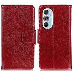 Custodia Portafoglio In Pelle Cover con Supporto N05P per Motorola Moto Edge 30 Pro 5G Rosso