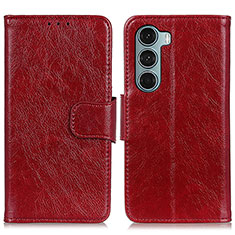 Custodia Portafoglio In Pelle Cover con Supporto N05P per Motorola Moto Edge S30 5G Rosso