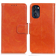 Custodia Portafoglio In Pelle Cover con Supporto N05P per Motorola Moto G 5G (2022) Arancione
