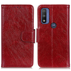 Custodia Portafoglio In Pelle Cover con Supporto N05P per Motorola Moto G Pure Rosso