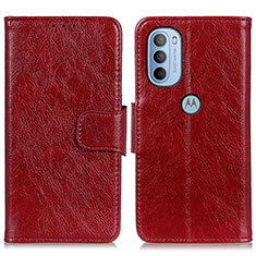 Custodia Portafoglio In Pelle Cover con Supporto N05P per Motorola Moto G31 Rosso