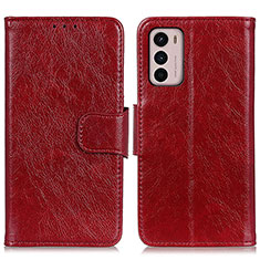 Custodia Portafoglio In Pelle Cover con Supporto N05P per Motorola Moto G42 Rosso