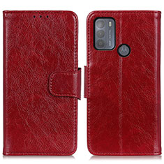 Custodia Portafoglio In Pelle Cover con Supporto N05P per Motorola Moto G50 Rosso
