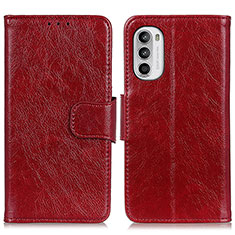 Custodia Portafoglio In Pelle Cover con Supporto N05P per Motorola MOTO G52 Rosso