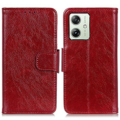 Custodia Portafoglio In Pelle Cover con Supporto N05P per Motorola Moto G54 5G Rosso