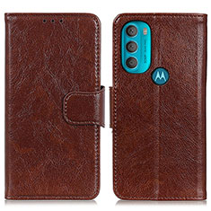 Custodia Portafoglio In Pelle Cover con Supporto N05P per Motorola Moto G71 5G Marrone