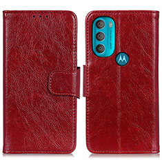Custodia Portafoglio In Pelle Cover con Supporto N05P per Motorola Moto G71 5G Rosso