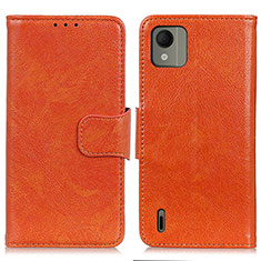 Custodia Portafoglio In Pelle Cover con Supporto N05P per Nokia C110 Arancione